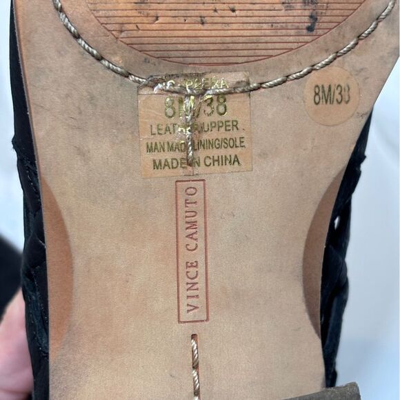 Vince Camuto | Women’s Prestetta Black Leather Ankle Boots Booties Cutout - Picture 10 of 11